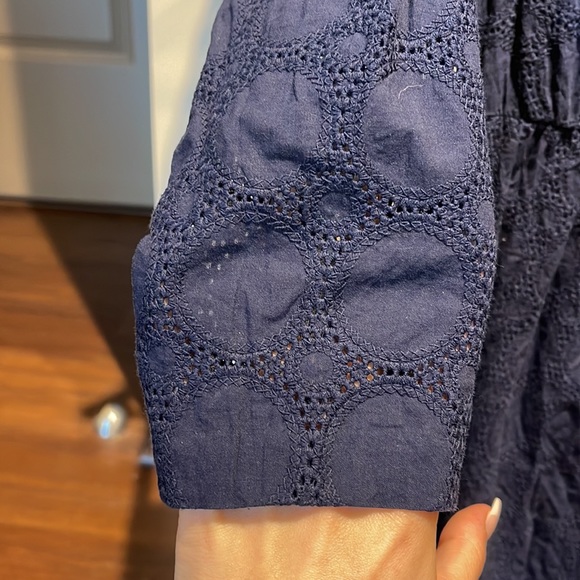 Navy long sleeve v neck dress - Picture 5 of 5